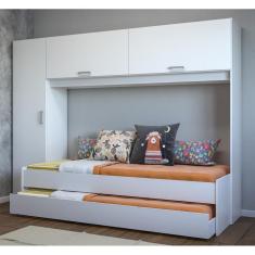 Roupeiro com Bicama Multimóveis para Colchão 190cm x 90cm Branca REF.1909