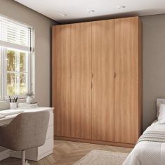 Guarda Roupa Modulado 4 Portas com Cabideiro Hera CabeCasa MadeiraMadeira Louro/Cromado