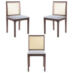 Kit 3 Cadeira Decorativa Sala De Jantar Steve Amêndoa G55 - Gran Belo