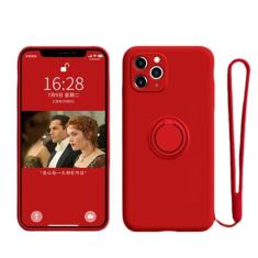 Capa de suporte de telefone com anel de silicone líquido para Samsung Galaxy S23 Ultra Plus S22 S21 FE S10 S10E S8 S9 Plus Capa protetora, vermelha, para S21Ultra