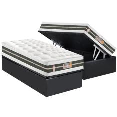Cama Box Baú Solteiro: Colchão Molas Castor Bonnel Silver Star Air Double Face + Base CRC Suede Gray(88x188)