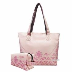 Bolsa Feminina e Necessaire Casual Arabescos Rosa Magicc Bolsas
