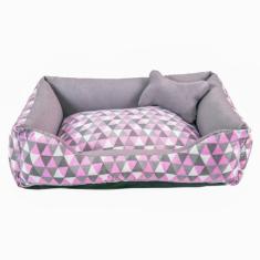 Cama para Cachorro ou Gato Tamanho Médio 60x55cm + Ossinho Geométrico 