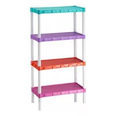 Estante Plástica Colorida Com 4 Prateleiras