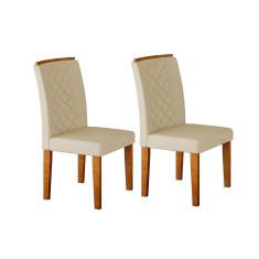 Cadeira Sala de Jantar Jade Kit 2 Un Madeira Capuccino/Suede Creme - Rufato