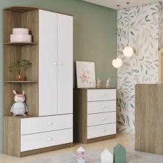Quarto de Bebê com Guarda Roupa e Cômoda Labirinto Henn