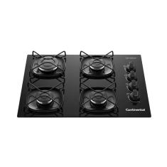 Cooktop 4 Bocas A Gás Continental Mesa Vidro Preto Com Acendimento Automático KC4GR Bivolt