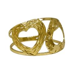 Anel Em Ouro 10k 416 Corações Vazados Amarelos Ou Coloridos, 11