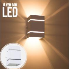 kit 20x Arandela Branca + LED 5W 3000k luminária Externa Parede Muro 2 Focos Frisos Fachos St327