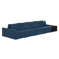 Sofá Ilha 4 Lugares Living 432cm Modulado Sala Lary Veludo/PU Pto K01 - D`Rossi