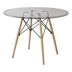Mesa De Jantar Eiffel Redondo Tampo De Vidro 110cm
