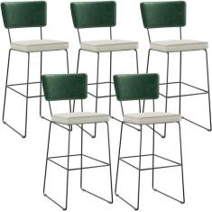 Kit 05 Banquetas Altas Sala De Jantar Fixa Allana L02 Facto Verde Musg