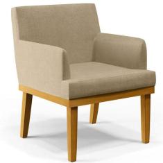 Poltrona Decorativa Para Sala de Estar e Recepção Beatriz W01 Linho Be