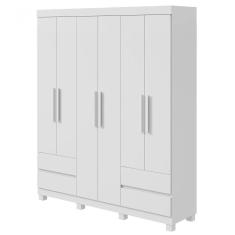 Guarda-roupas 6 Portas 4 Gavetas Com Pés Sem Espelho Zeus - Lopas Branco