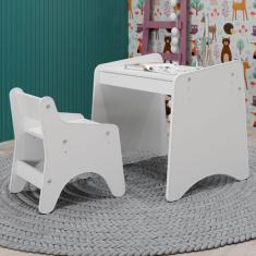 Mesa Infantil com Cadeira Luna Branco - Movelbras, Branco, Moderno