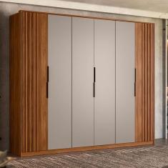Guarda Roupa Casal Ripado Atrice Ambiente 6 Portas Nogueira Nude Prime TX Demóbile – Demartêz