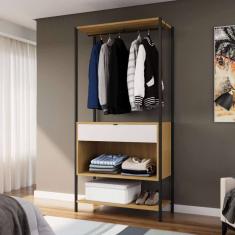 guarda-roupa closet modulado maverick 1 gv carvalho e off white 93 cm