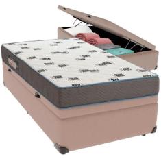Cama Box Baú e Colchão Light Espuma D33 Solteiro Ortobom,  BEGE