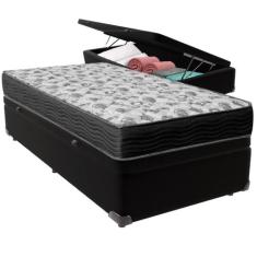 Cama Box Baú e Colchão ISO100 Espuma D33 Solteiro Ortobom,  Preto