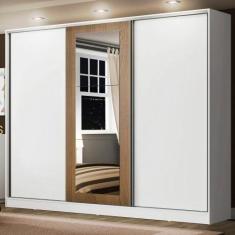 Guarda Roupa Casal 100% MDF Madesa Eros 3 Portas de Correr com Espelho