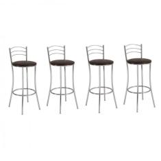 Conjunto 4 Banquetas Altas 3 Arames Unimóvel Cromado