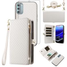 Asuwish Capa de celular para Motorola Moto G Stylus 5G 2022 com zíper carteira destacável com protetor de tela de vidro temperado alça transversal flip porta-cartões XT2215-1 XT2215-4 XT2215DL