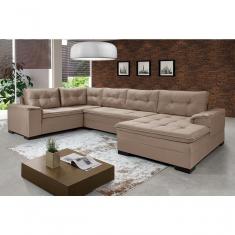 Sofá Viena 3 Lugares Com Chaise E Canto Premium Império Chocolate Chocolate 377