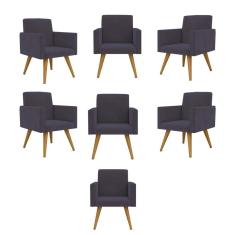 Kit 07 Cadeiras Poltronas Decorativa - Escritório - Recepção Cor:cinza