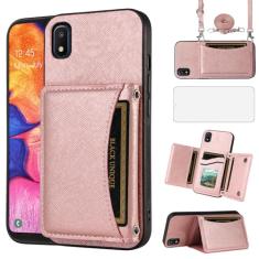 Asuwish Capa de telefone para Samsung Galaxy A10e Capa carteira com protetor de tela de vidro temperado e suporte para cartão, slot de couro PU, alça de pulso móvel, acessórios para celular A 10e 10ae