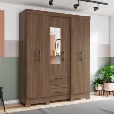 Guarda Roupa Casal com Espelho 6 Portas 3 Gavetas Mentor Briz