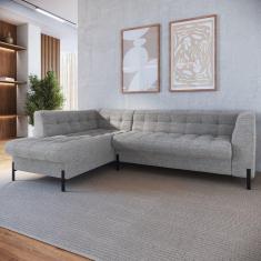 Sofá 3 Lugares com Chaise Terminal Cod. 1998 Zênite Yescasa Cinza