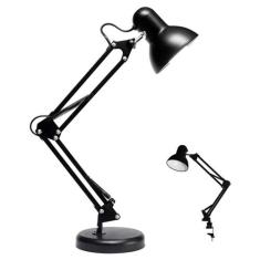 Luminaria Mesa Articulada garra Escritorio regulavel 2 em 1 Leitura Ba