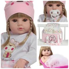 Bebê Reborn Menina Recém Nascida Cabelo Loiro Fofinha - Cegonha Reborn
