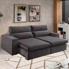 Sofá 2 Lugares 190cm Retrátil e Reclinável Free Veludo Cinza