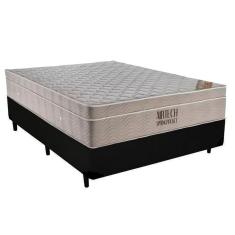 Cama Box Casal Suede + Colchão Casal Ortobom Airtech Molas Superpocket (65x138x188) preto