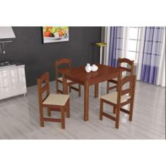 Conjunto de Mesa Arauna com 4 Cadeiras Primavera, Amendoa/Bege