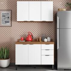 Armario Aereo E Balcao Com Tampo 120Cm Amendola Branco