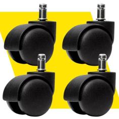 KIT C/ 4 Rodas Rodinha Rodízio Para Cadeira De Escritório Giratória