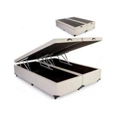 Cama Box Baú Queen Size Bipartido Blindado Sintético com Pistões a gás