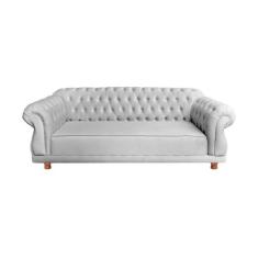 Sofá Chesterfield Capitone Elisabeth Veludo Prata 2,30cm - NOVO ENCANT