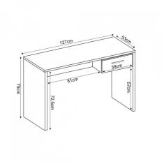 Mesa Para Escritório 1 Gaveta Gávea Móveis Leão Branco Texturizado