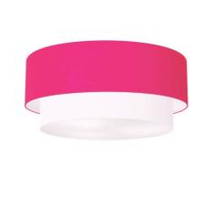 Plafon Duplo Cilíndrico Vivare Md-3065 Cúpula Tecido 80x70cm - Bivolt Rosa-pink-branco 127/220v