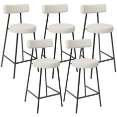 Kit 05 Banquetas Baixa Para Cozinha Sala De Jantar Bancada Milão L02 L