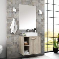 Gabinete para Banheiro 1 Porta com Espelho e Cuba Anne Móveis Bosi Barrique