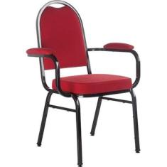 Cadeira com braços Empilhável para Auditórios Linha Hotel Vermelho - D