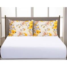 Jogo De Lençol Cama Box Queen 3 Peças Percal 200 Fios Toque Macio Flor