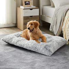 BFPETHOME Camas para cães grandes, cama de pelúcia para cães fofa, aconchegante para dormir e aliviar a ansiedade, tapetes laváveis para animais de estimação com fundo antiderrapante para cães grandes