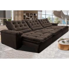 Sofá Retrátil e Reclinável 4,15m Cama inBox Big Fresh com SoftGel D40 Velupluma Café