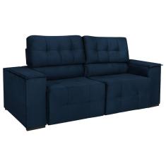 Sofá Cama Retrátil Sala Vicenza 175cm Suede Cor Azul Marinho