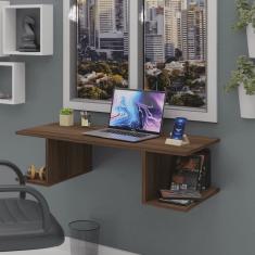 Mesa Escritório Suspensa Escrivaninha Computador 90x42cm Com Prateleiras